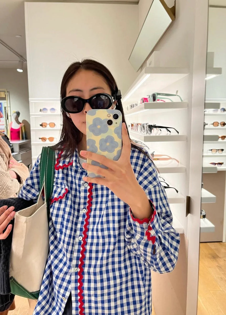 Gingham Palace Theodore oversized shirt - royal blue gingham Gingham Palace Theodore oversized shirt - royal blue gingham