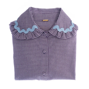 Alice shirt with ruffles - purple gingham - Gingham Palace
