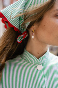 Nina cotton square - green stripes