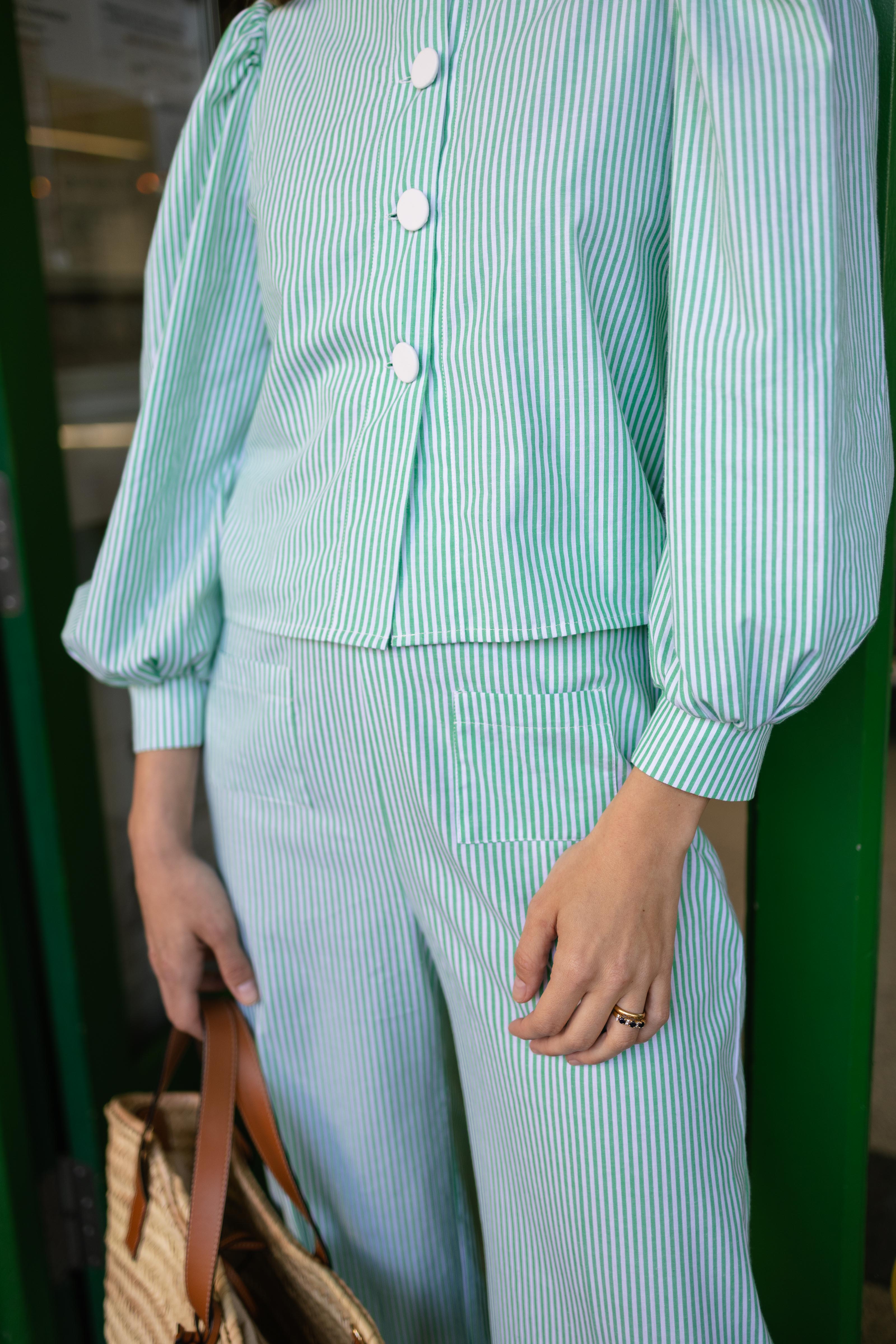 Olive flared pants - green stripes