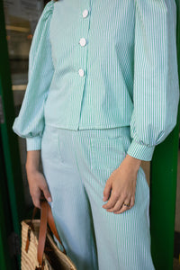 Olive flared pants - green stripes