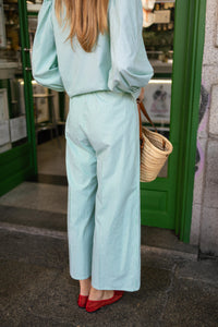 Olive flared pants - green stripes