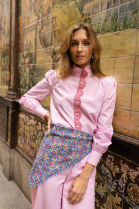 Nina cotton square - floral blue