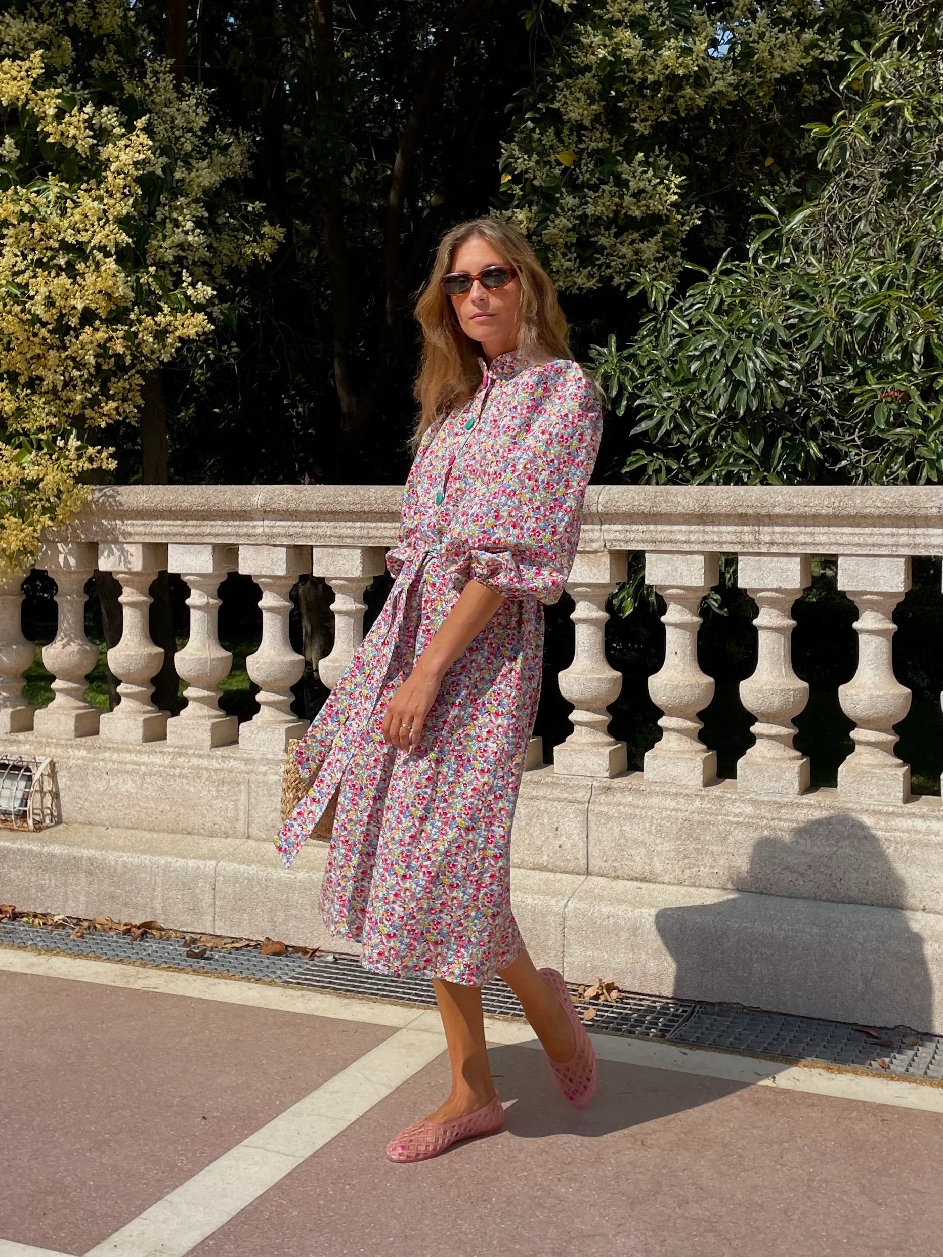 lea midi dress Bardot Lea Floral Print Mesh Crew Mock Neck Long Sleeve Ruched Waist Maxi Dress