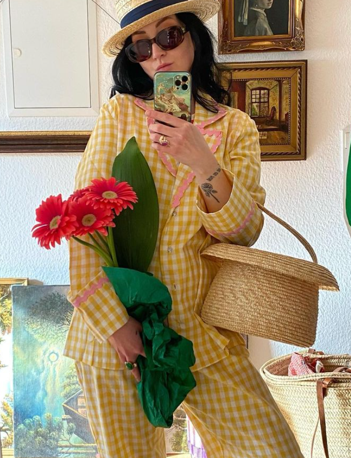 Chloe PJ set - egg yolk yellow gingham