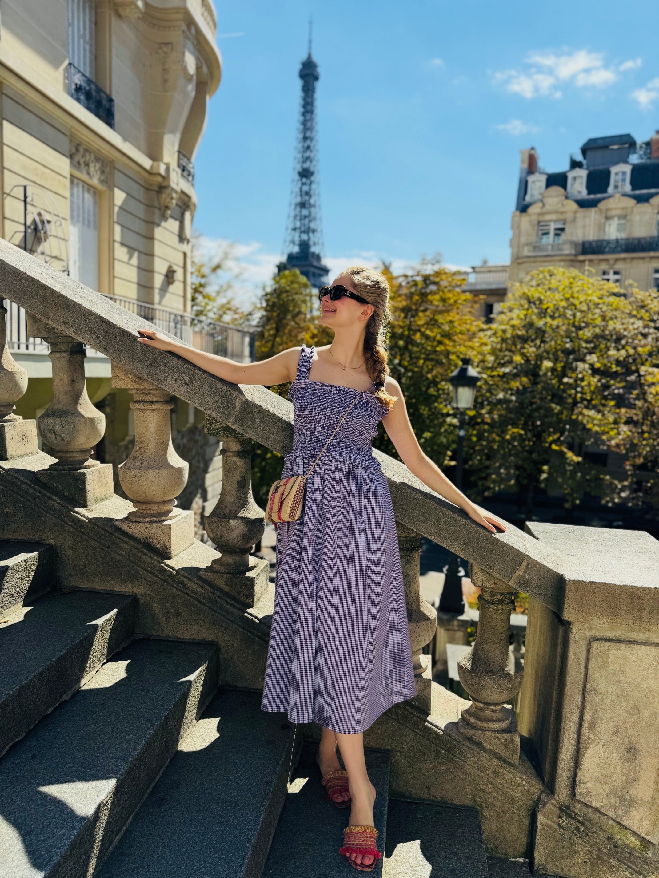 Vestido midi Delphine - Vichy rojo