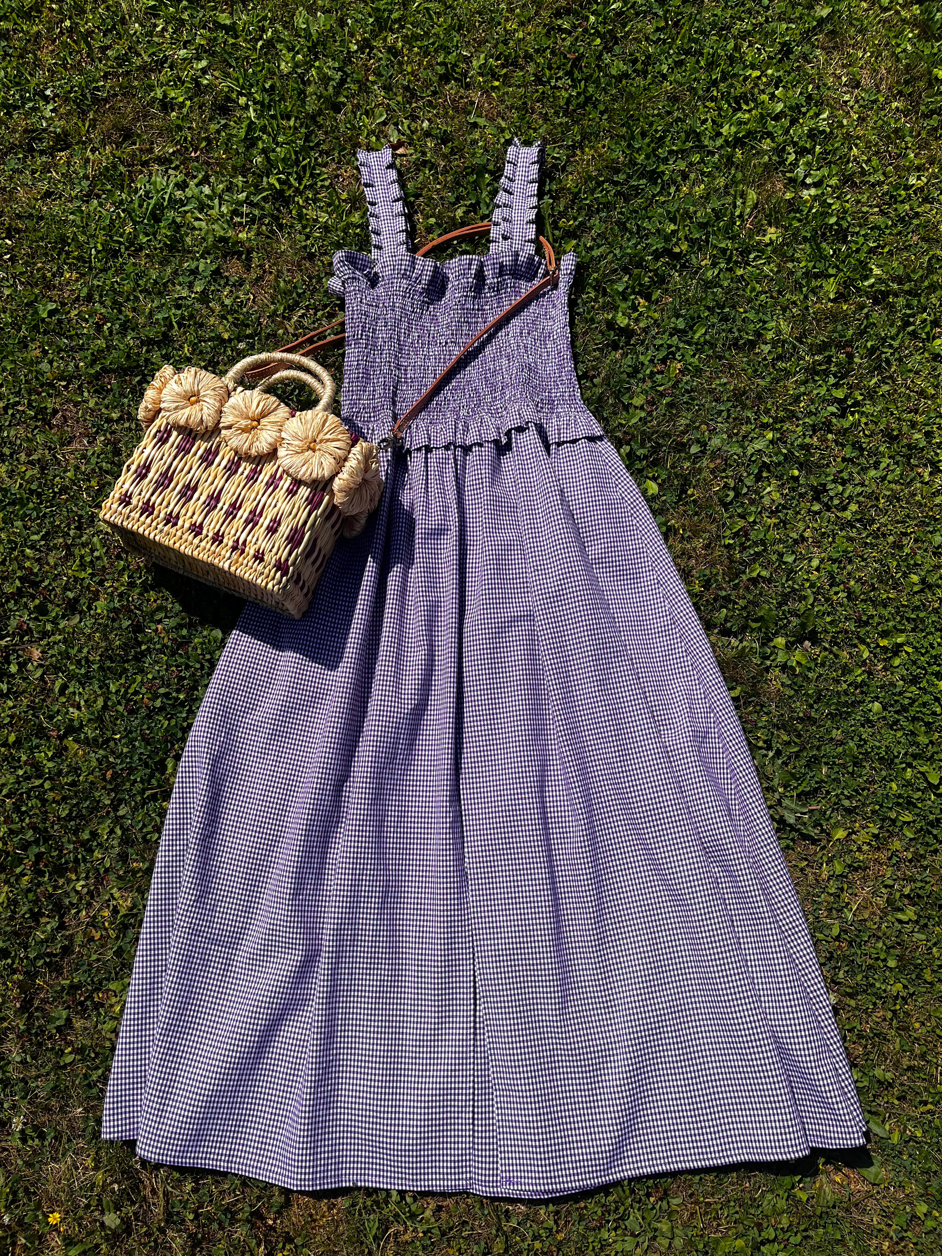 Gingham Palace Delphine midi dress - purple gingham Gingham Palace Delphine midi dress - purple gingham