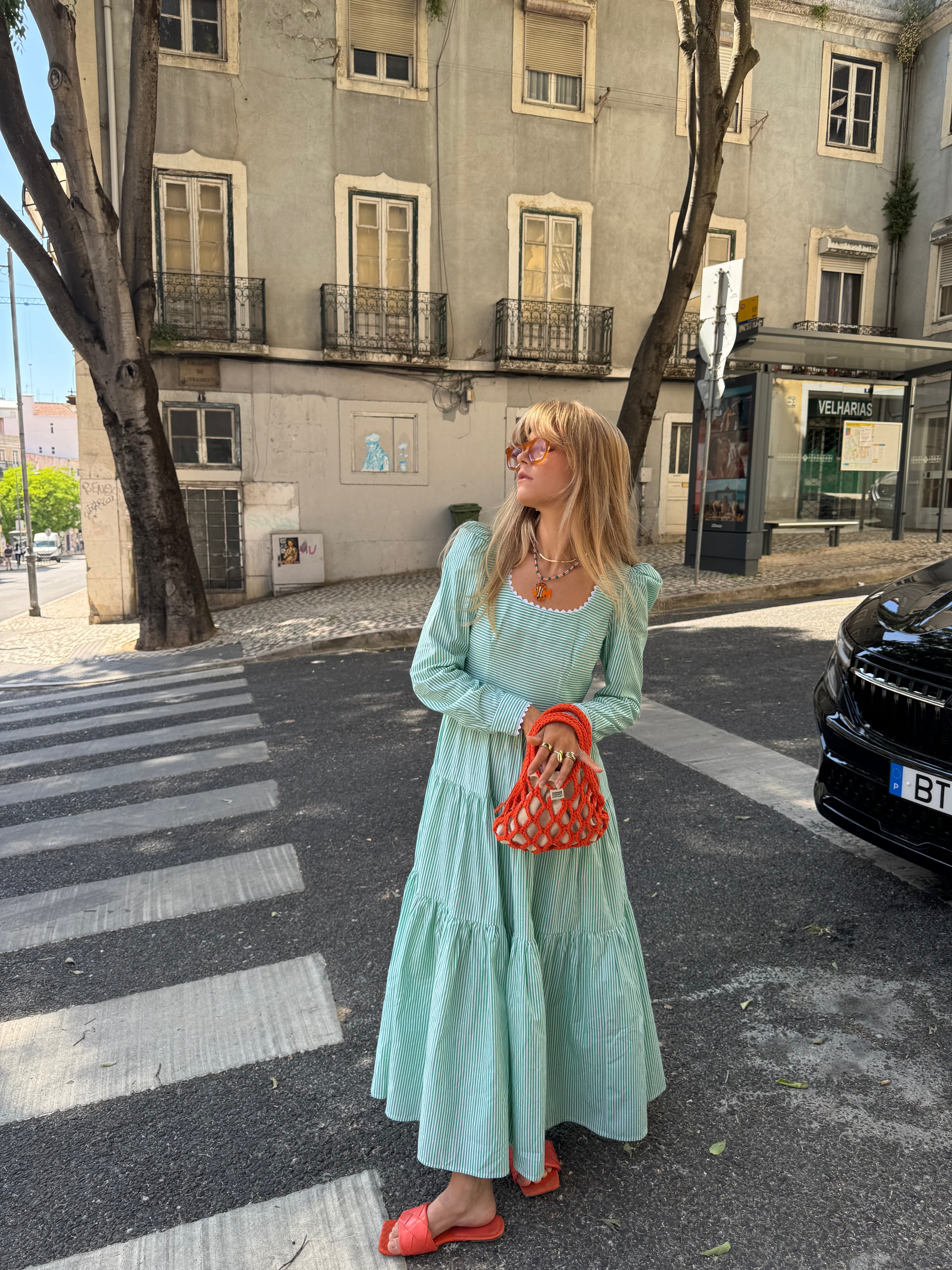 GP x HORTENSE STUDIO Rose de Jour dress- green stripes