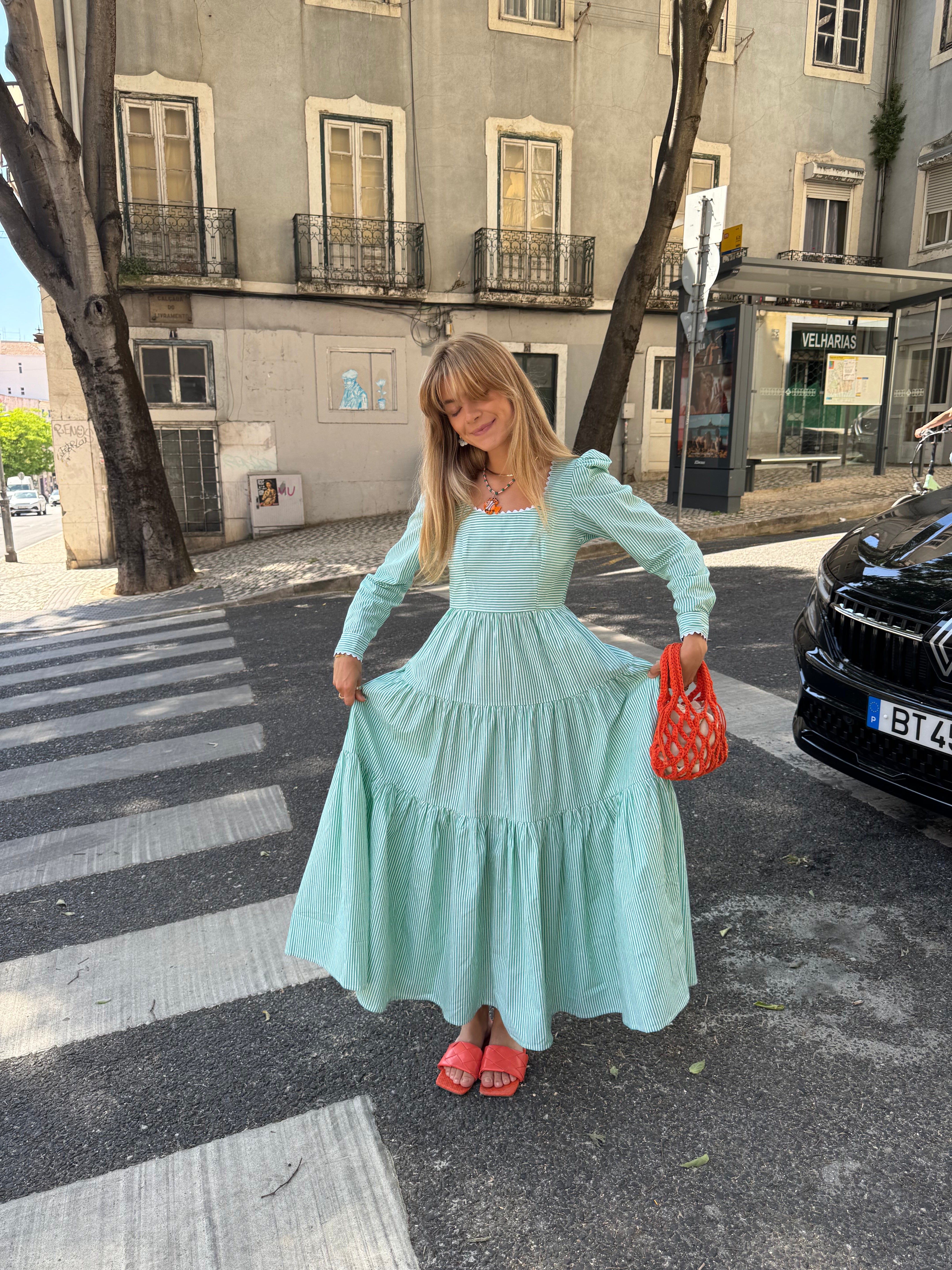 GP x HORTENSE STUDIO Rose de Jour dress- green stripes