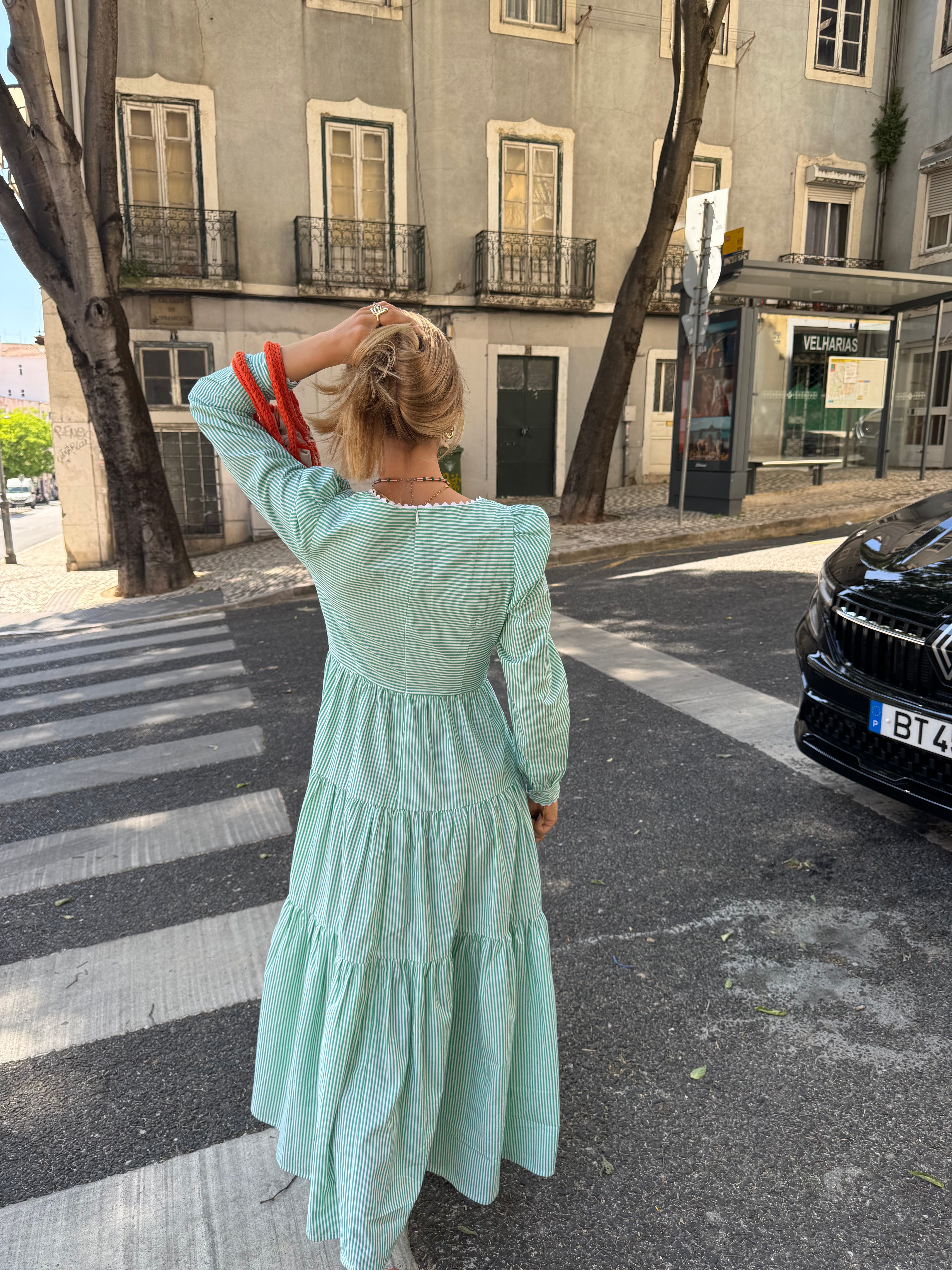 GP x HORTENSE STUDIO Rose de Jour dress- green stripes