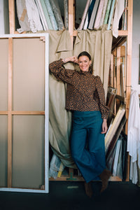 Olive flared pants - indigo jeans