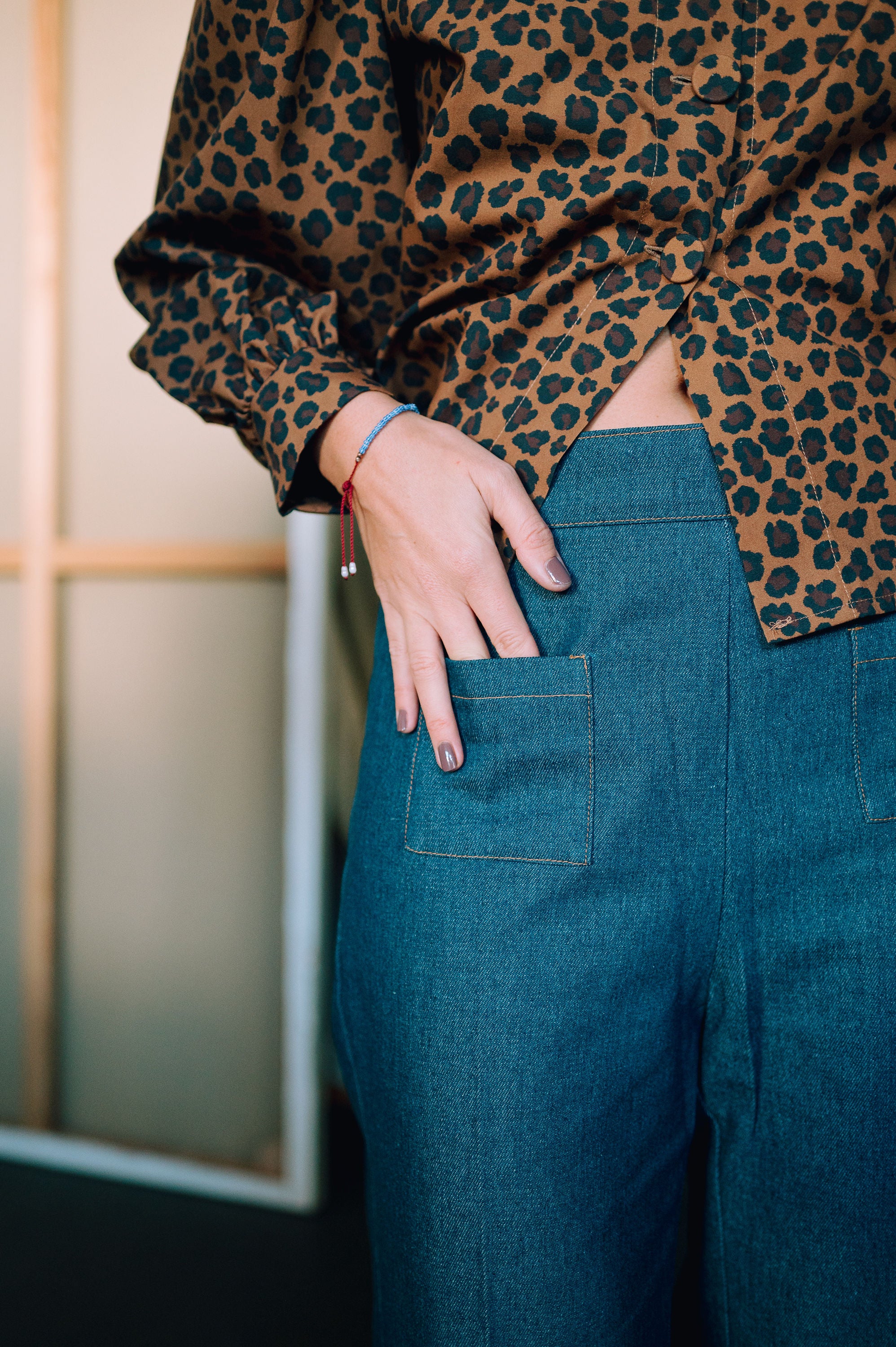 Olive flared pants - indigo jeans
