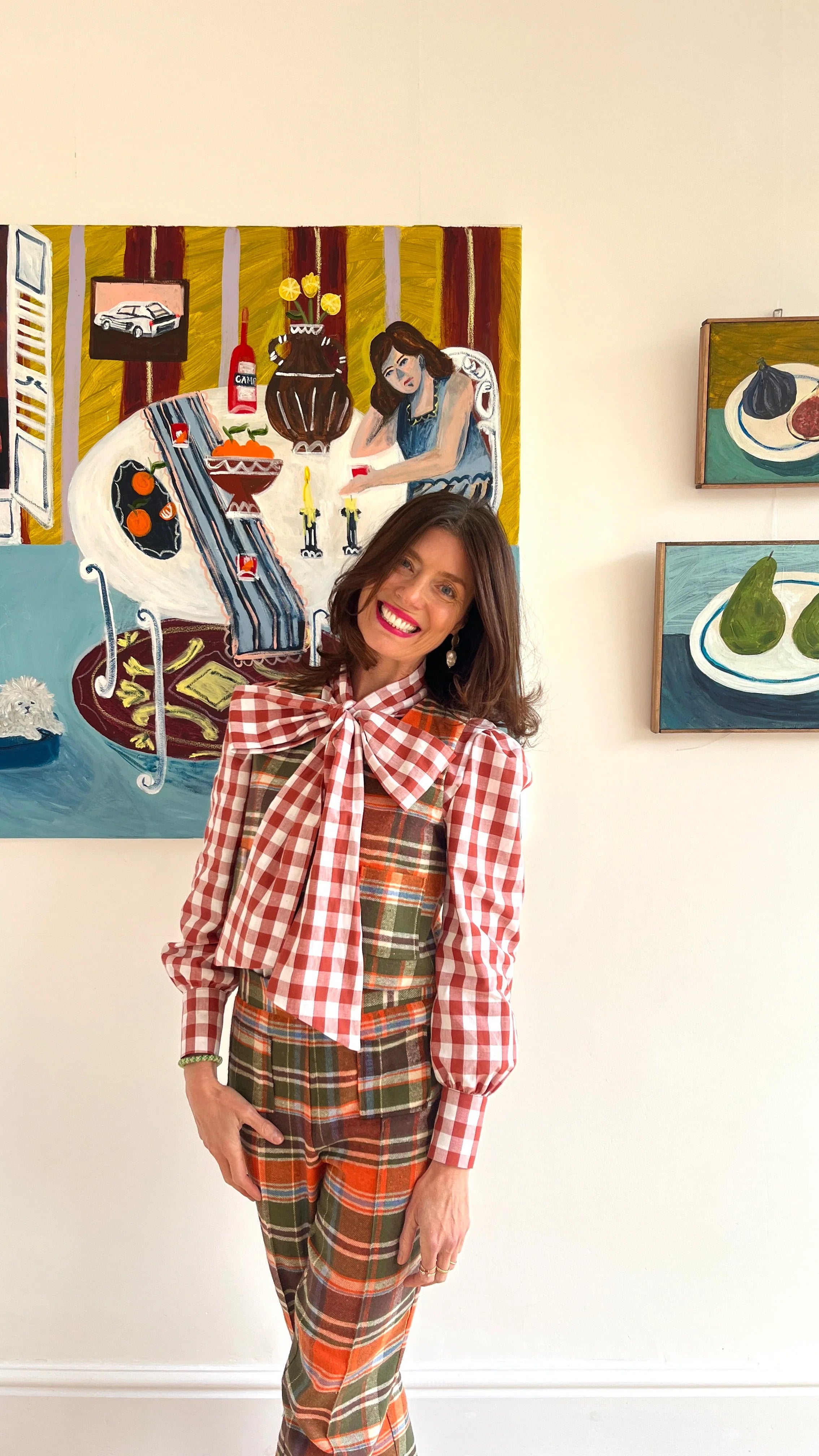SHE Tokyo ギンガム　ブラウス　Sonia gingham SIMKHAI - Kittiya Cotton Midi Dress in Periwinkle Sky Multi