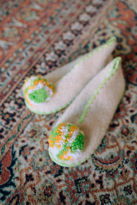 Penelope woollen slippers - lemon & lime