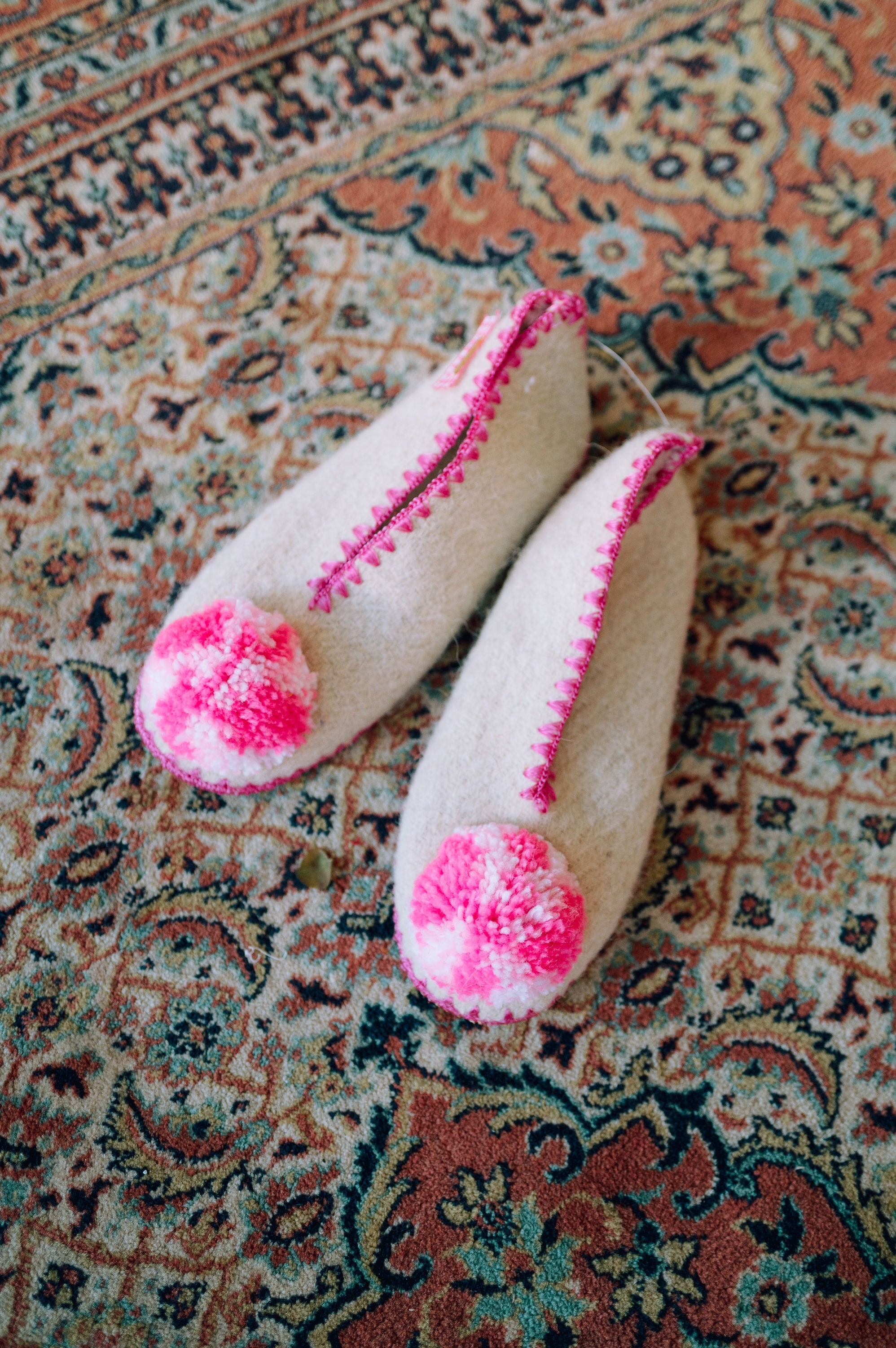 Pantuflas de lana Penélope - rosa algodón de azúcar