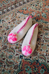 Pantuflas de lana Penélope - rosa algodón de azúcar