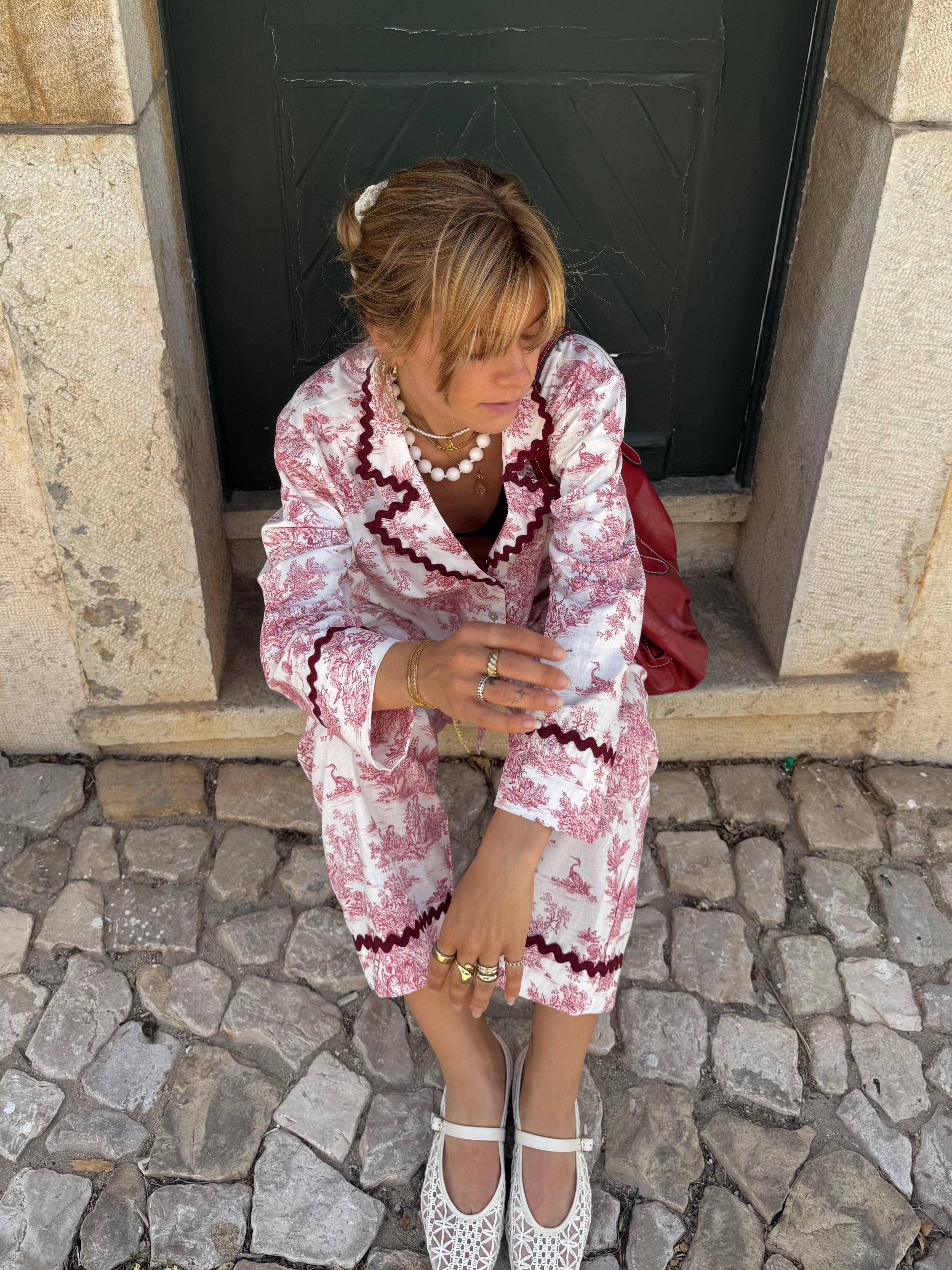 GP x HORTENSE STUDIO Chloe PJ set - burgundy toile de jouy