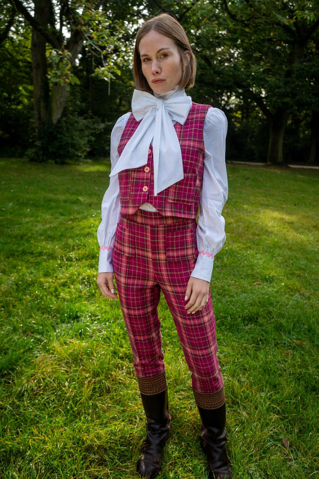 Cameron woollen pants - pink checks - Gingham Palace