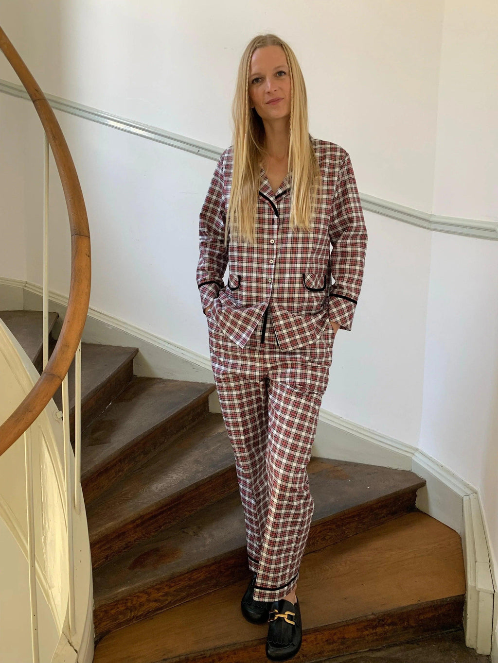 Jack (in & out) PJ set - red & white tartan - Gingham Palace