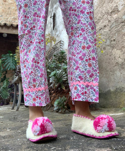 Penelope woollen slippers - candy floss pink - Gingham Palace