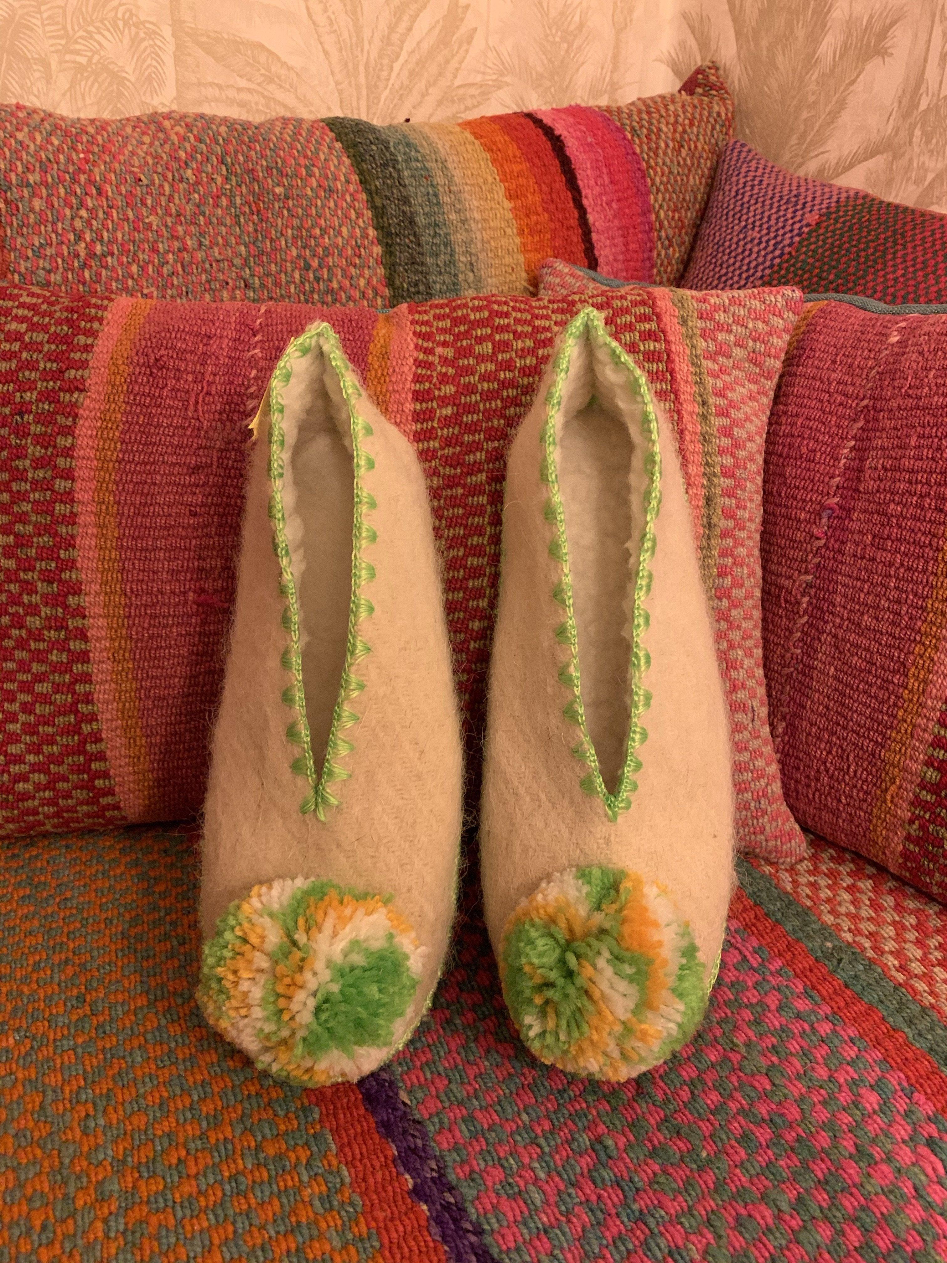 Penelope woollen slippers - lemon & lime - Gingham Palace