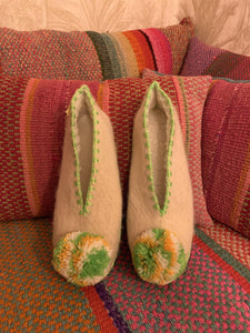 Penelope woollen slippers - lemon & lime - Gingham Palace