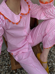 Prawn Cocktail (in & out) PJ set - pink stripes - Gingham Palace