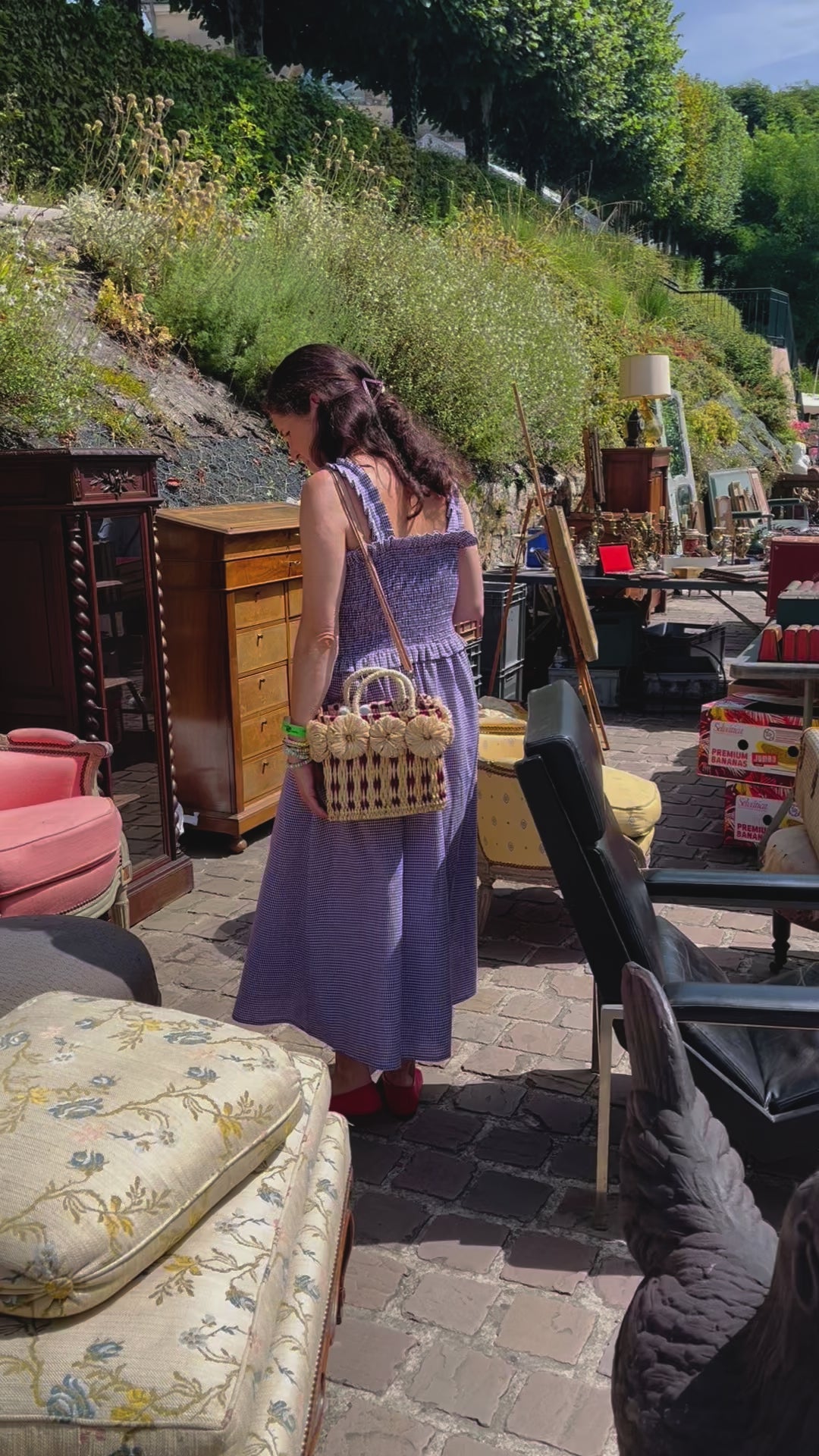 Vestido midi Delphine - Vichy rojo