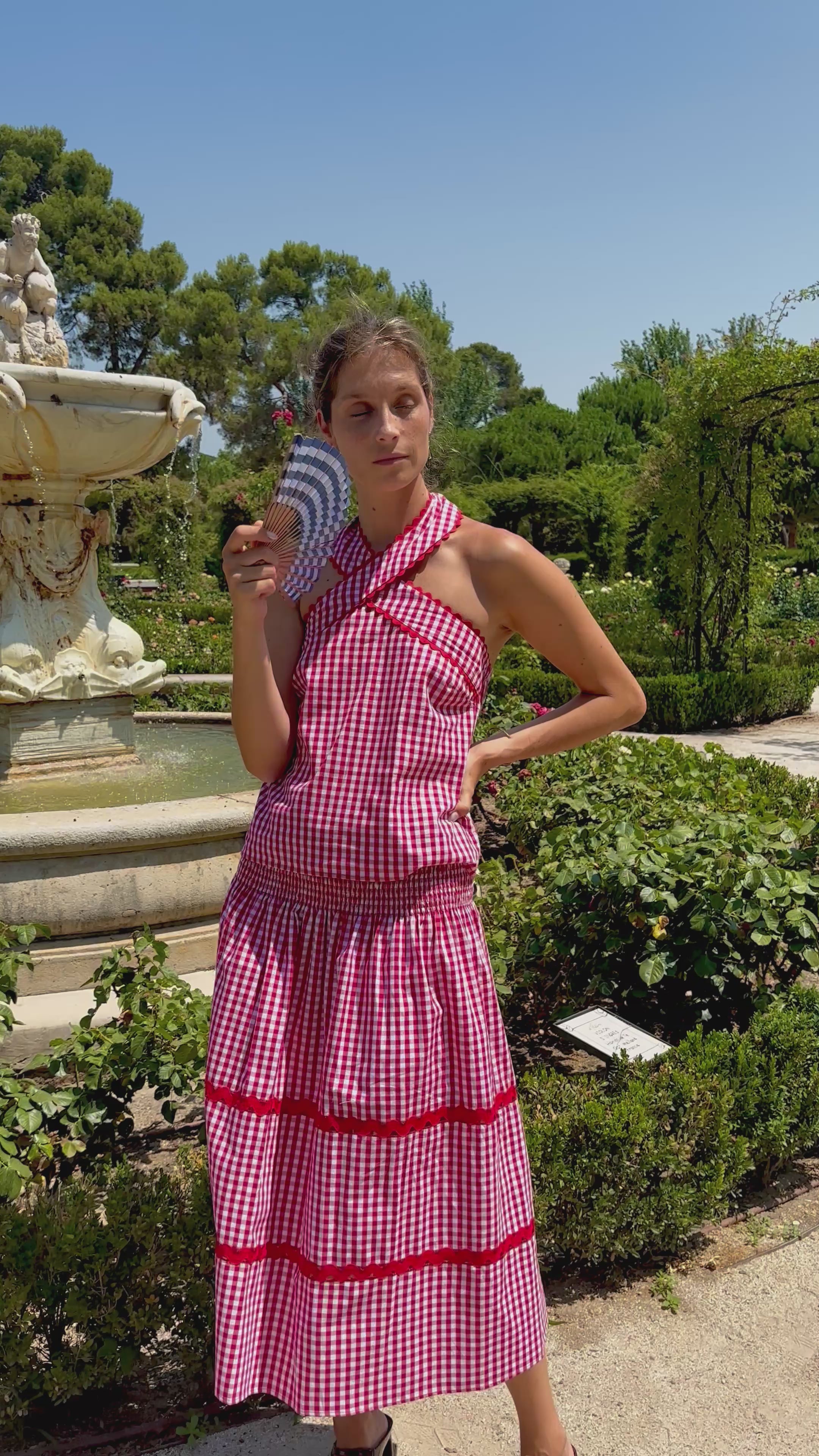 Gingham Palace Bianca top - red gingham
