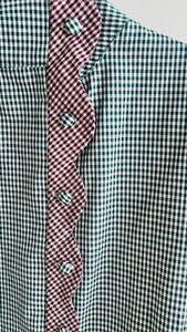 Raviolo shirt with scalloped edges - pine green gingham - Gingham Palace
