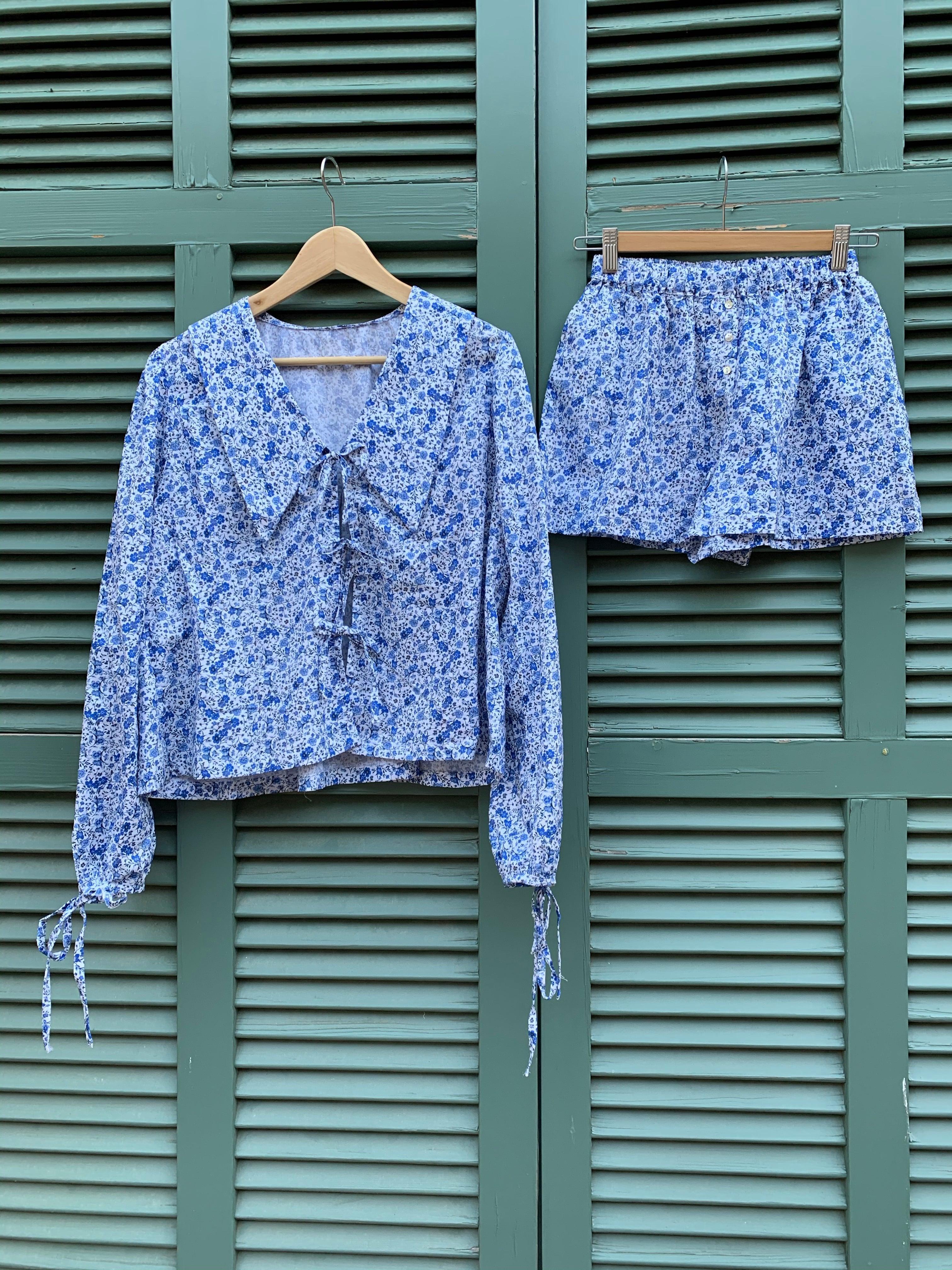 Sandrine boxer shorts - floral blue - Gingham Palace