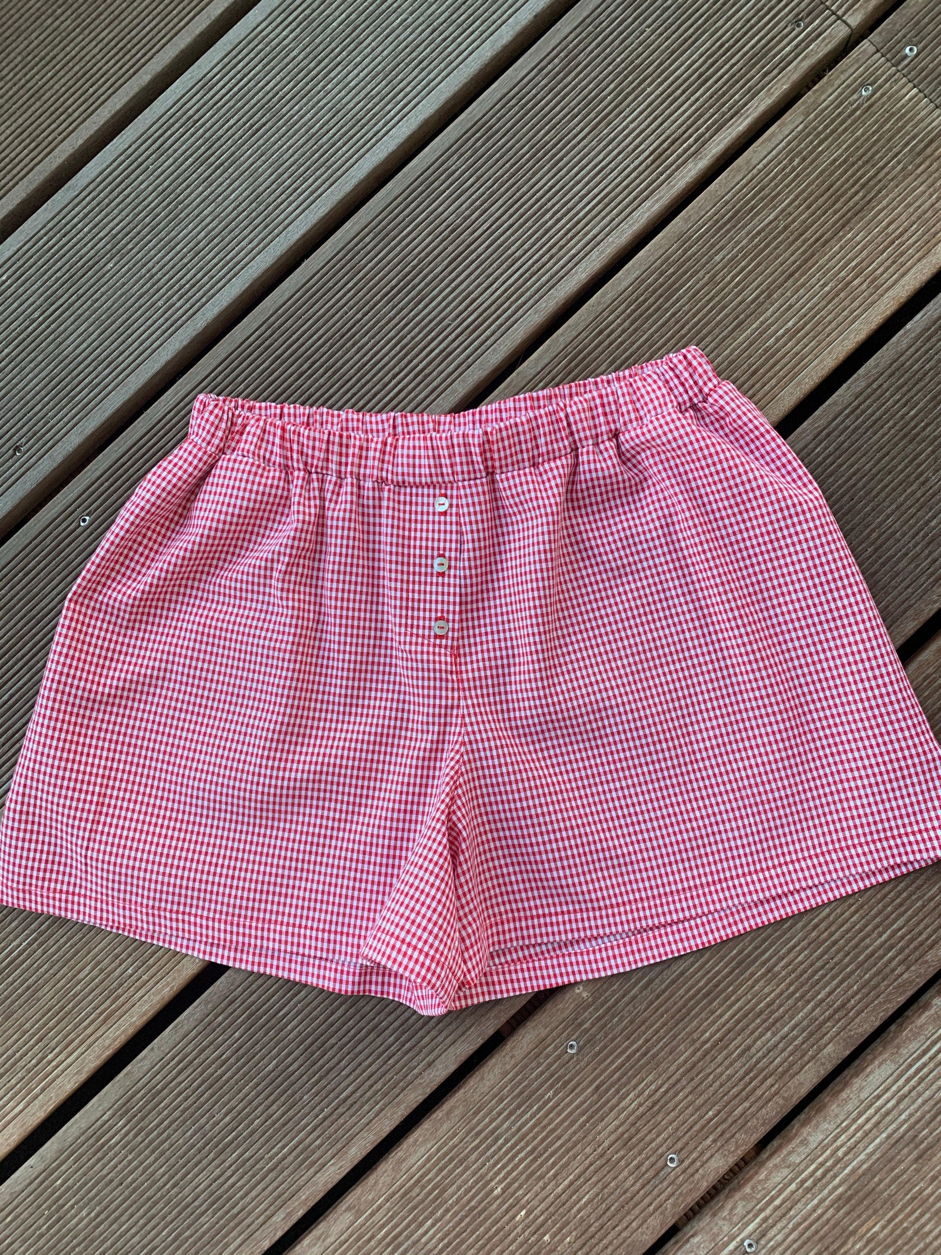 Sandrine boxer shorts - red micro gingham - Gingham Palace