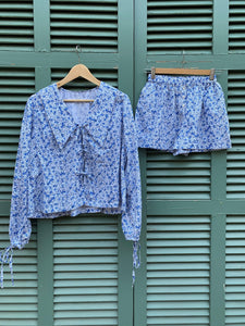 Sixtine blouse - floral blue - Gingham Palace