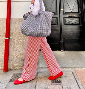 Soufflé turned up pants - red stripes - Gingham Palace