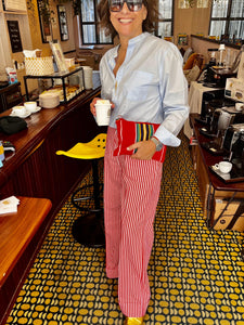Soufflé turned up pants - red stripes - Gingham Palace