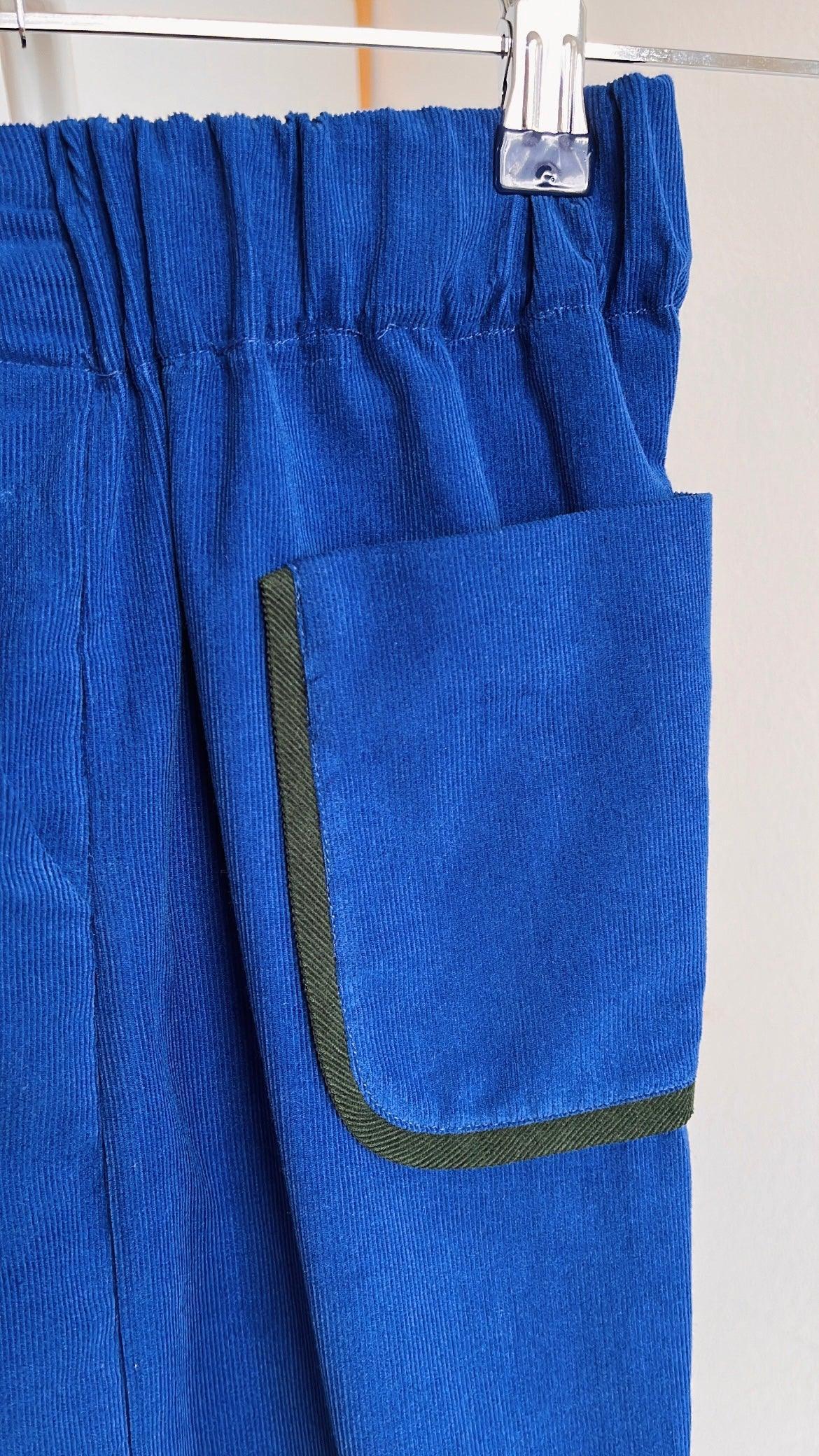 Soufflé turned up pants royal blue baby corduroy - Main Image