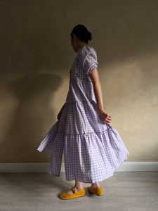Trifle buttoned down midi dress - lilac gingham - Gingham Palace